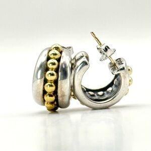 Lagos Caviar Two Tone Beaded Huggie Earrings